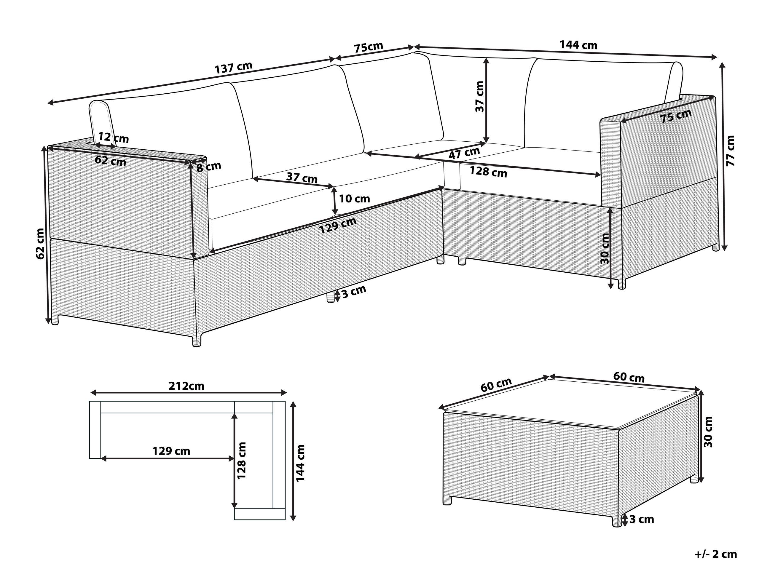 Beliani Set lounge pour jardin en Polyrotin Moderne AVOLA  