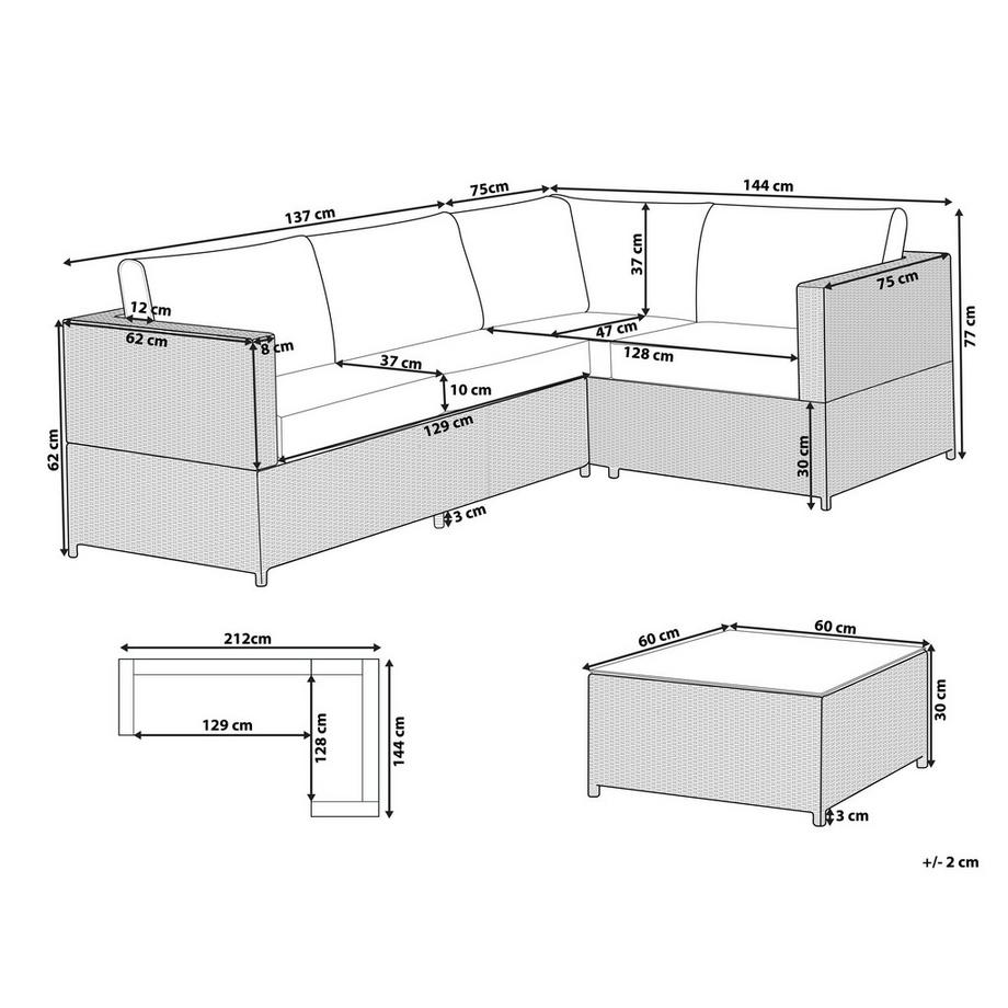 Beliani Set lounge pour jardin en Polyrotin Traditionnel AVOLA  
