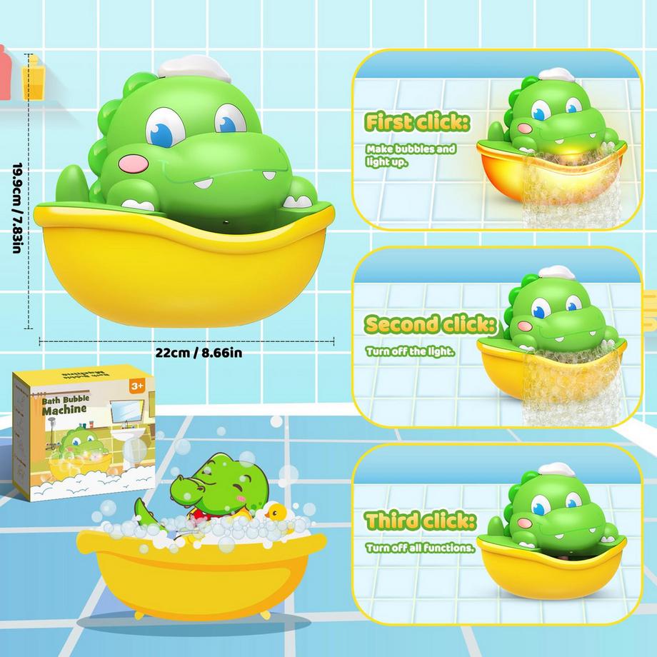 Activity-board  Badewannenspielzeug Schaumstoffmaschine Badewanne Leuchtendes Dinosaurier-Badespielzeug 