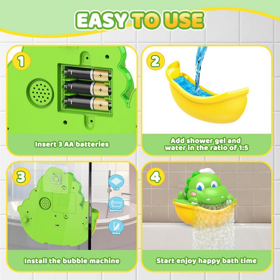 Activity-board  Badewannenspielzeug Schaumstoffmaschine Badewanne Leuchtendes Dinosaurier-Badespielzeug 