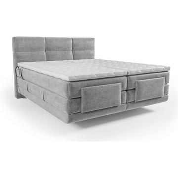 Set letto Boxspring test. trapuntata+Rete relax elett.+Materasso+Topper 2x90x200 cm Grigio - LODI di PALACIO