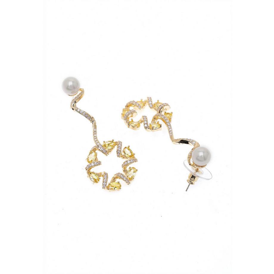 AVANT-GARDE PARIS  Zarte Gelbe Wirbel-Tropfenohrringe 