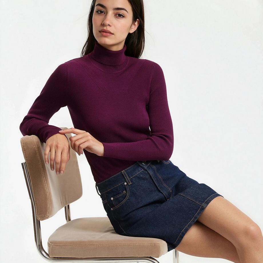 La Redoute Collections Pull col roulé en fine maille  