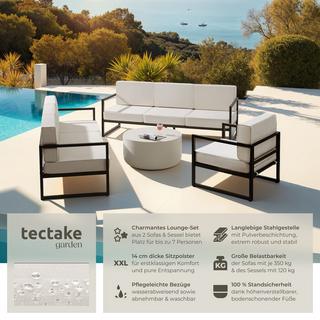 Tectake Set lounge da giardino Comosa per 7 persone, imbottitura XXL  