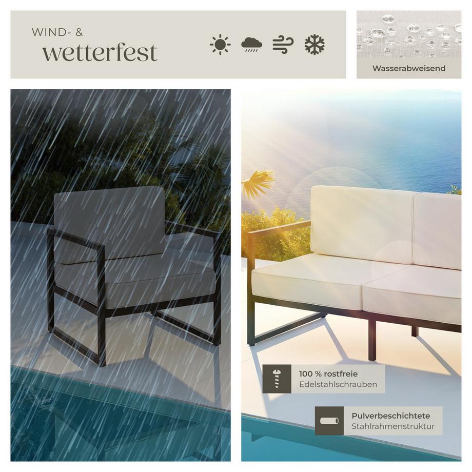 Tectake Set lounge da giardino Comosa Per 7 persone, spessore dei cuscini per la seduta 14 cm  