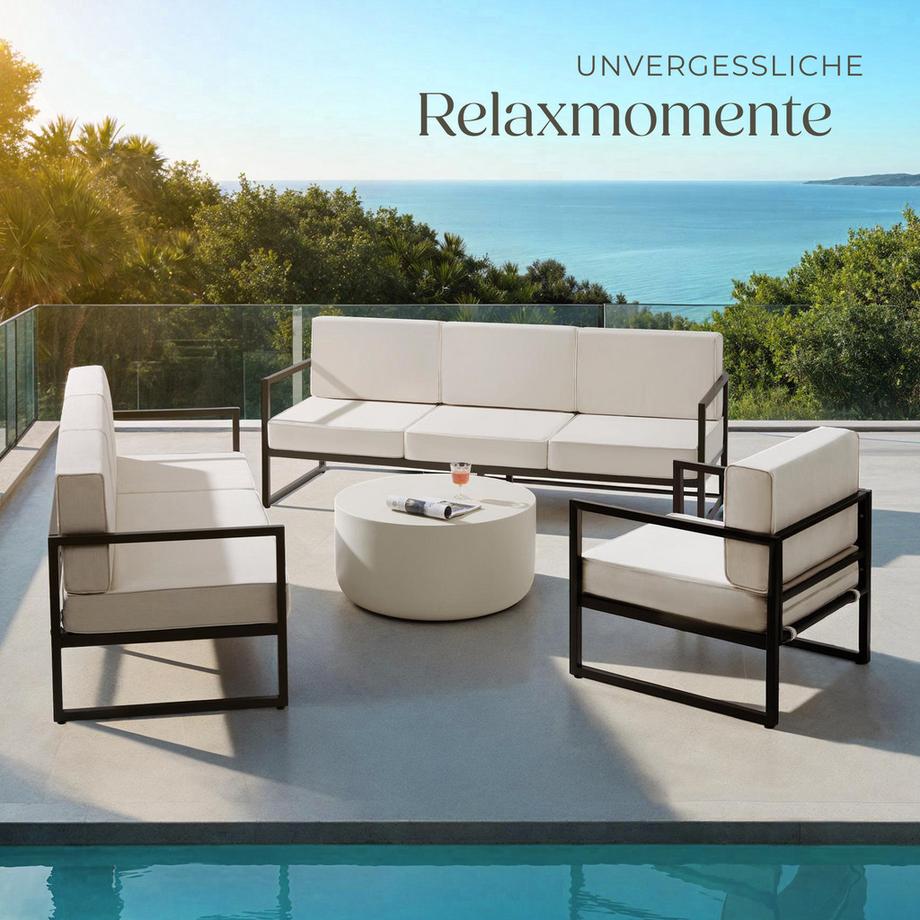 Tectake Set lounge da giardino Comosa Per 7 persone, spessore dei cuscini per la seduta 14 cm  