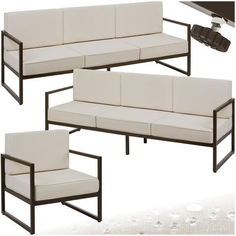 Tectake Set lounge da giardino Comosa per 7 persone, imbottitura XXL  