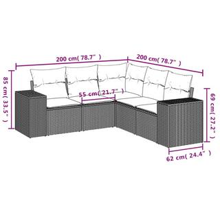 VidaXL Ensemble de canapés de jardin rotin synthétique  