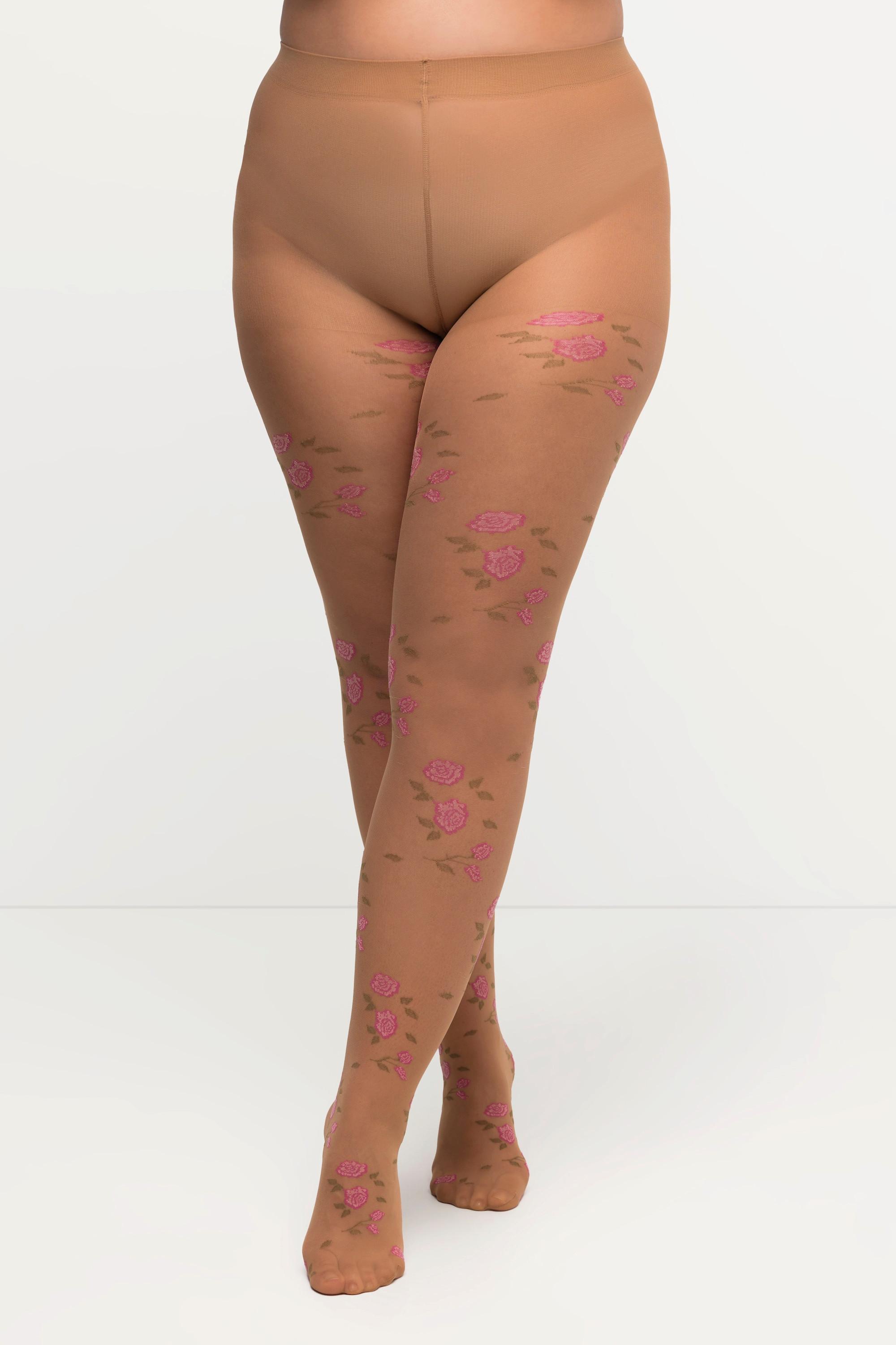 Ulla Popken  Collants à motif floral, 20 deniers 