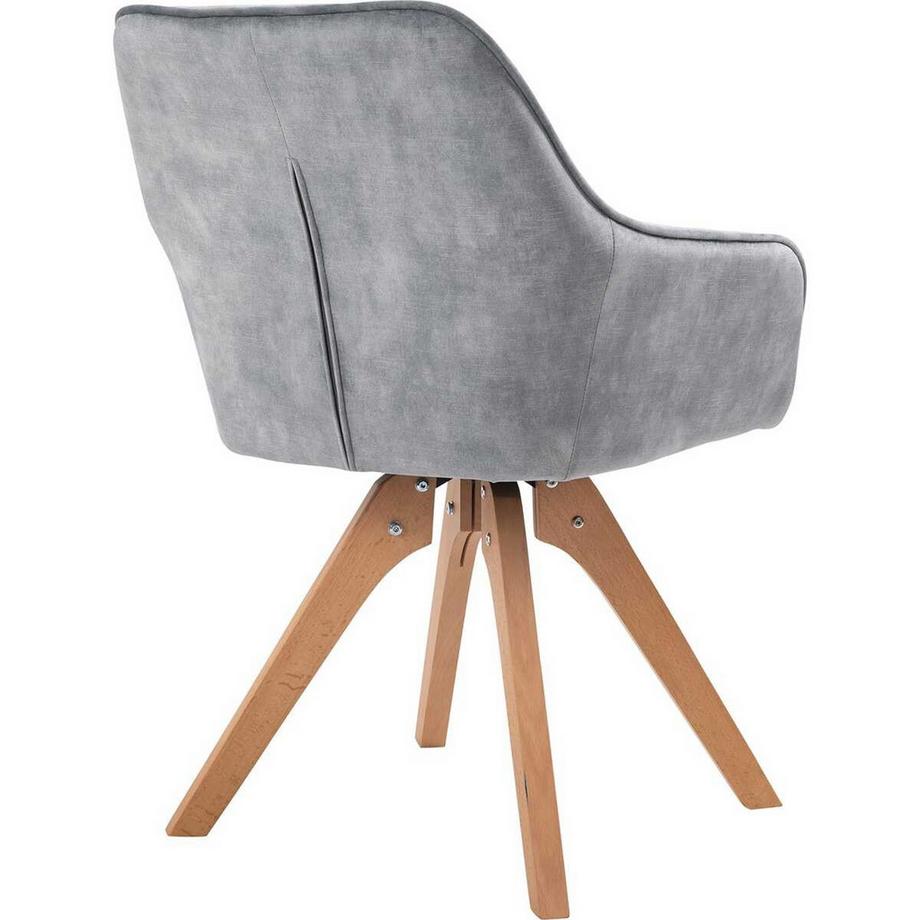 mutoni Chaise avec accoudoirs velours vintage gris  