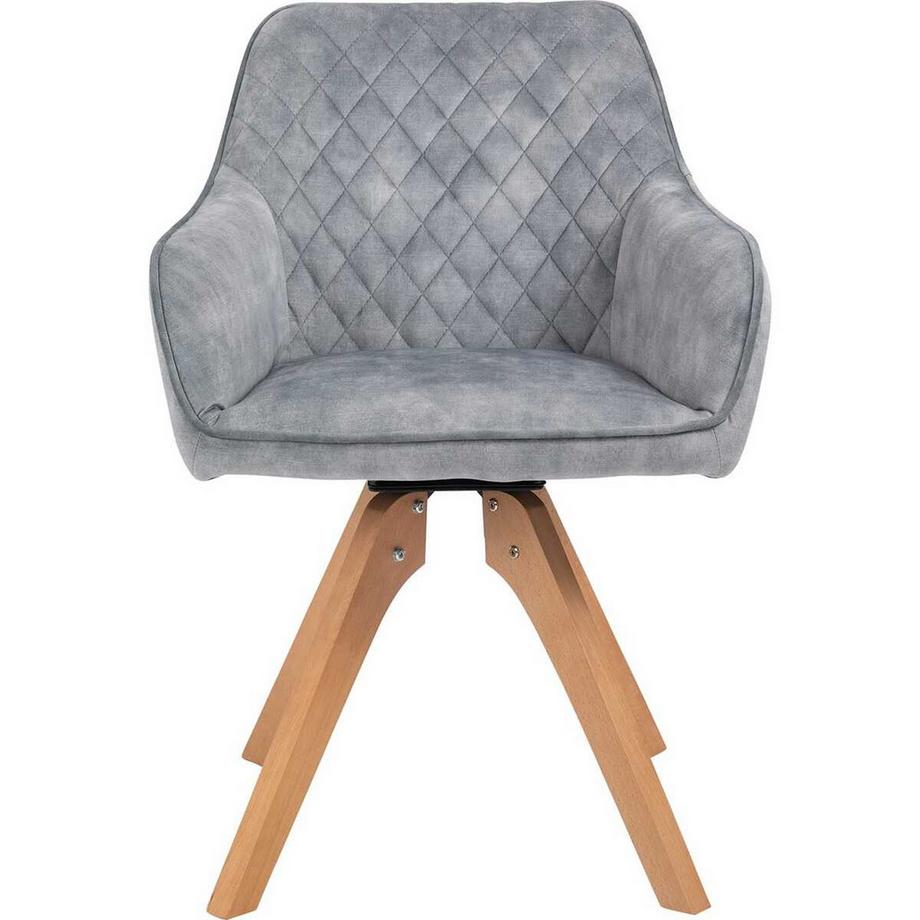 mutoni Chaise avec accoudoirs velours vintage gris  