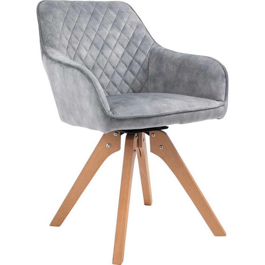 Chaise avec accoudoirs velours vintage gris