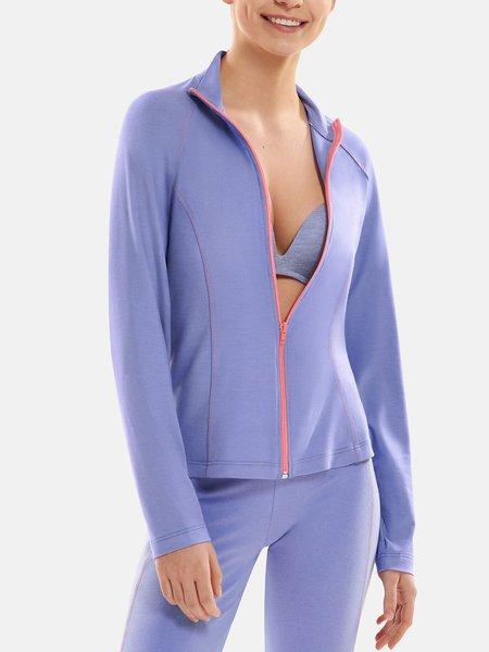 Image of Top Mit Reißverschluss Und Langen Ärmeln Youthful Damen Violett Bedruckt M