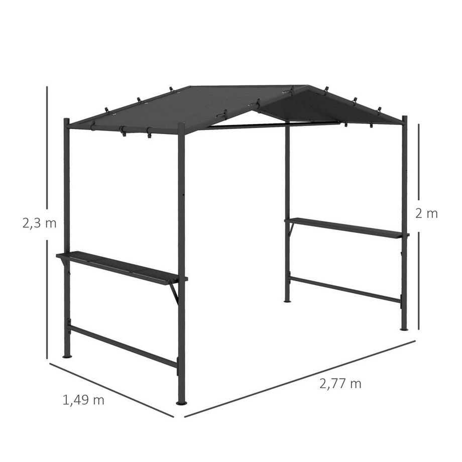 Northio Grill Pavilion 3X1,5 M Gazebo Per Barbecue Resistente Alle Intemperie Con 2 Ripiani Laterali, Acciaio, Grigio Scuro, Per Giardino E Balcone  