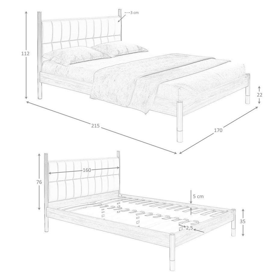 ANGEL CERDA Lit en simili-cuir gris foncé  