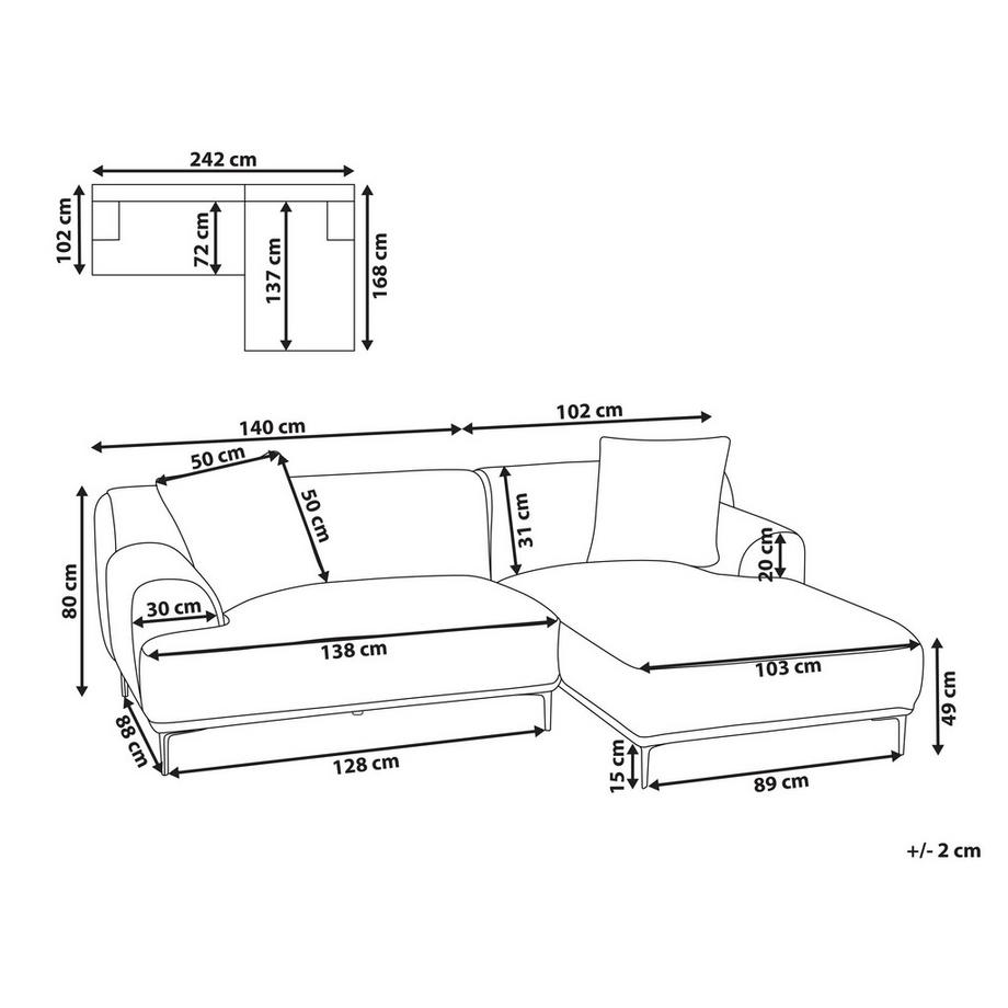 Beliani Ecksofa aus Cord  STENUM  