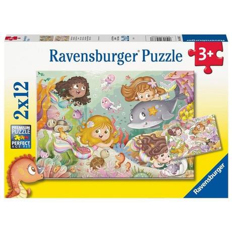 Ravensburger  Ravensburger Kinderpuzzle - 05663 Kleine Feen und Meerjungfrauen - 2x12 Teile Puzzle für Kinder ab 3 Jahren 