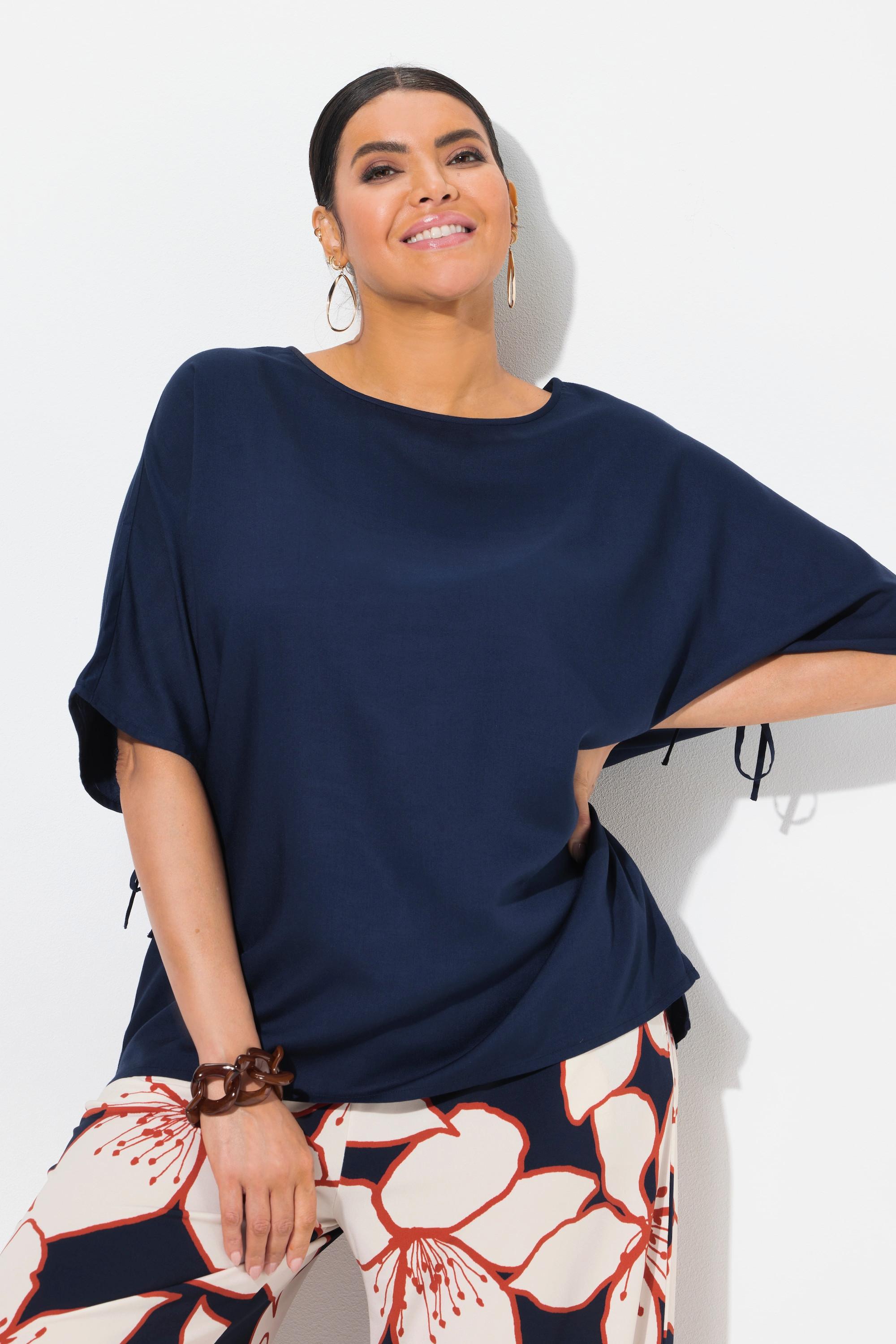 Ulla Popken Blusa Tunica Oversize Scollo a Barca Mezza Manica  