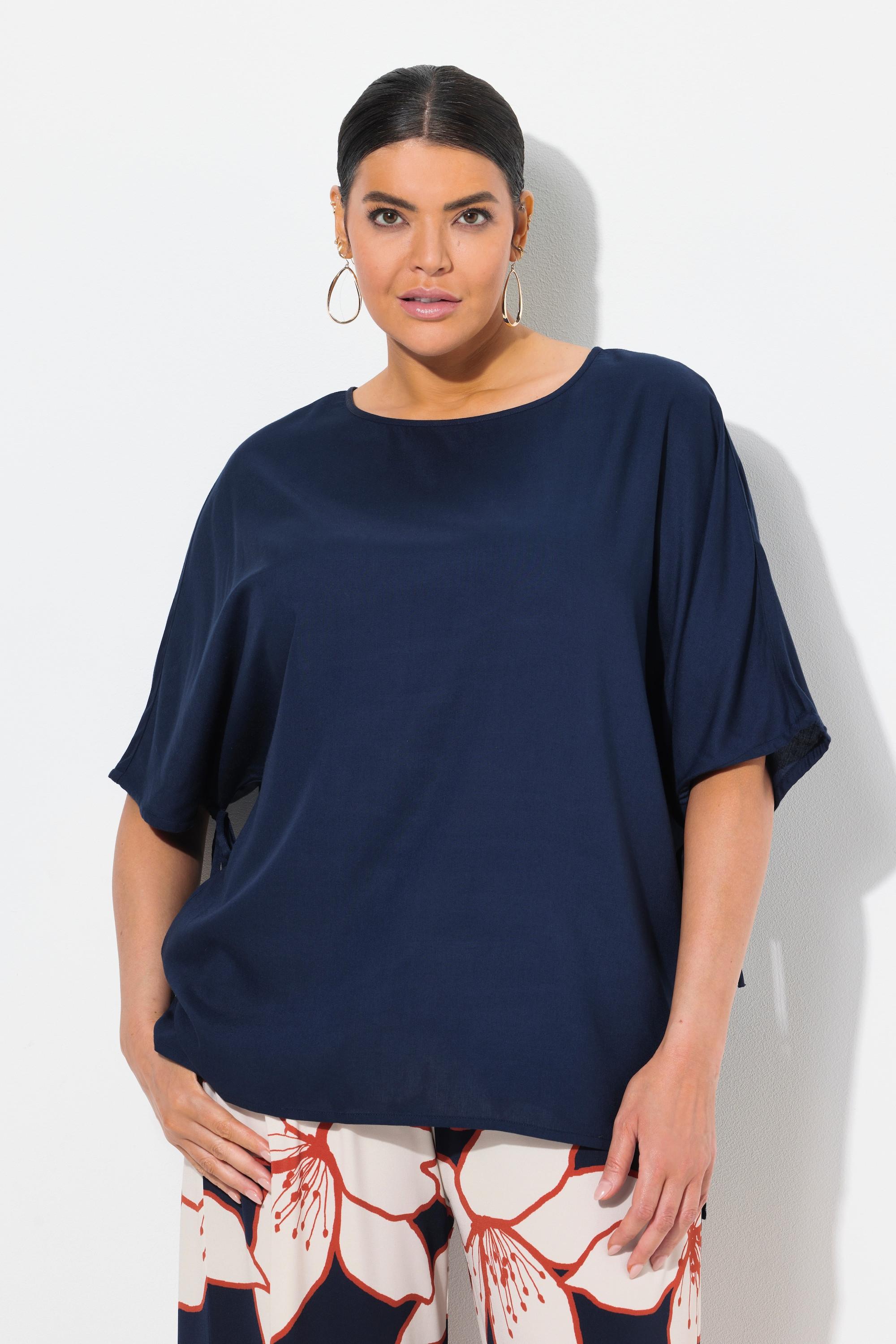 Ulla Popken Blusa Tunica Oversize Scollo a Barca Mezza Manica  