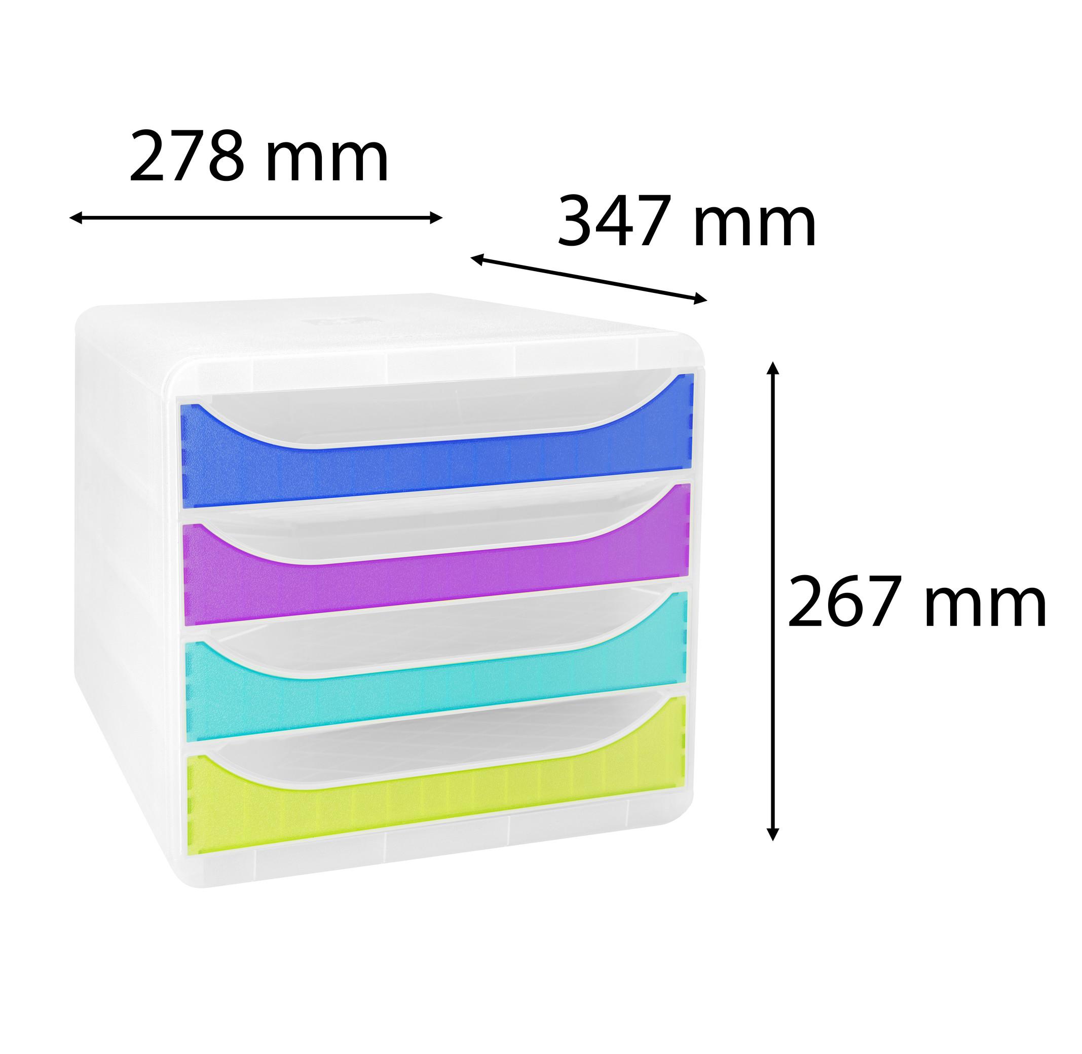 Exacompta Schubladenbox Big Box, 4 offene Schubladen, Chromaline  