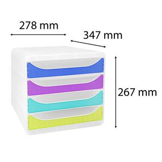 Exacompta Schubladenbox Big Box, 4 offene Schubladen, Chromaline  