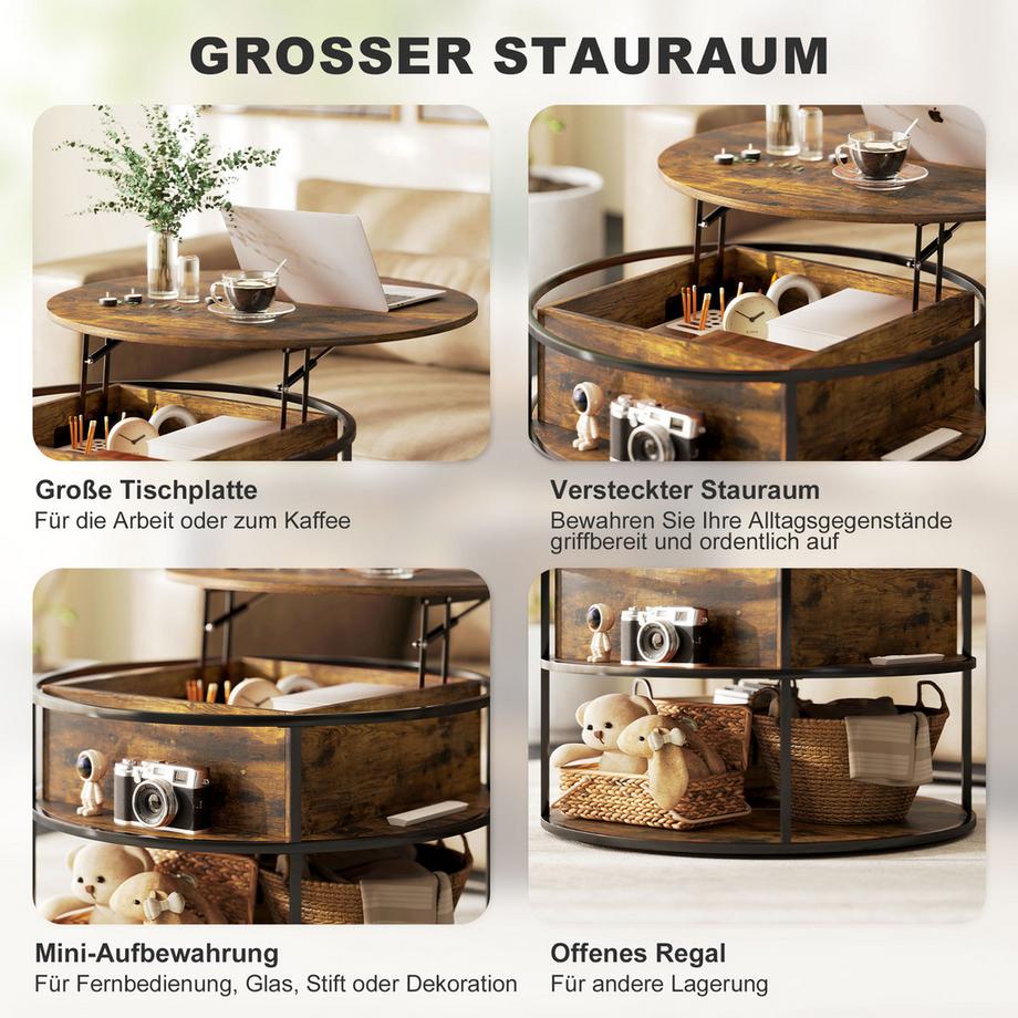 HOMCOM Table basse réglable en hauteur  