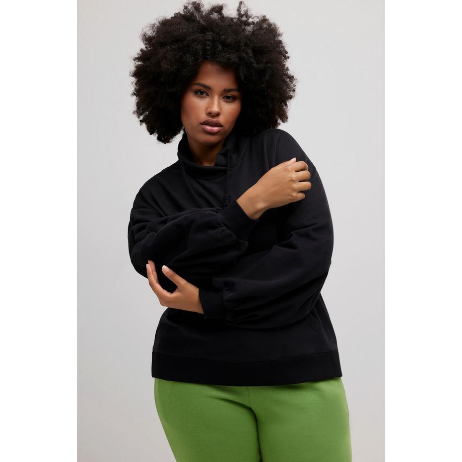 Ulla Popken Felpa Oversize con Tasca a Marsupio Collo Alto  