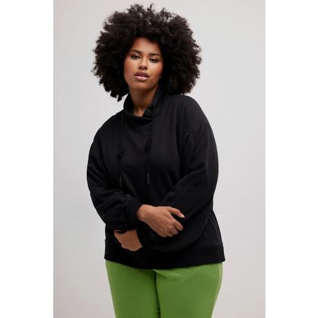 Ulla Popken  Sweat-shirt oversize à manches longues, poche kangourou et col montant 