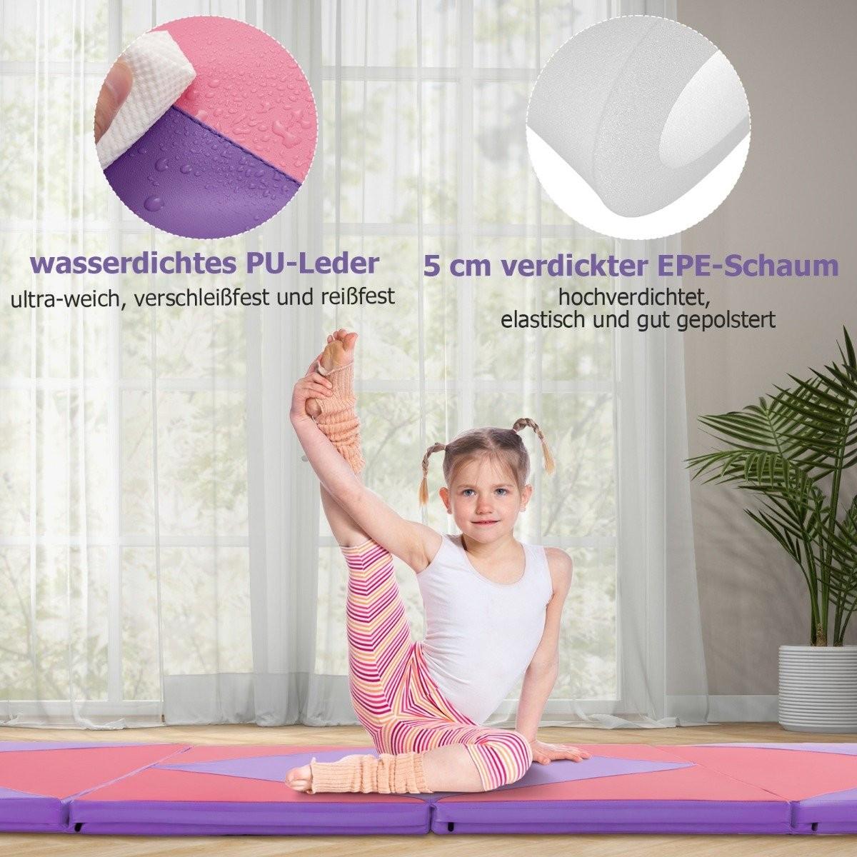 Northix  Klappbare Weichbodenmatte Tragbar Gymnastikmatte Yogamatte 240 x 117 x 5 cm Violett 