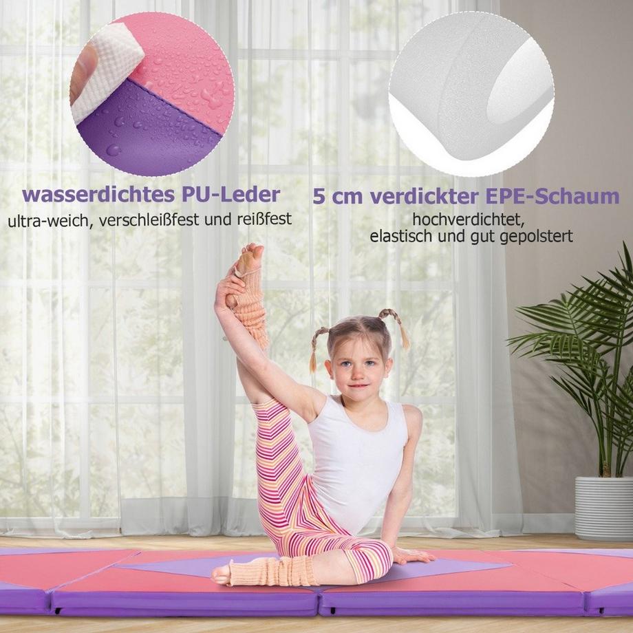 Northix  Tapis de sol souple pliable, tapis de gymnastique portable, tapis de yoga, 240 x 117 x 5 cm, violet 