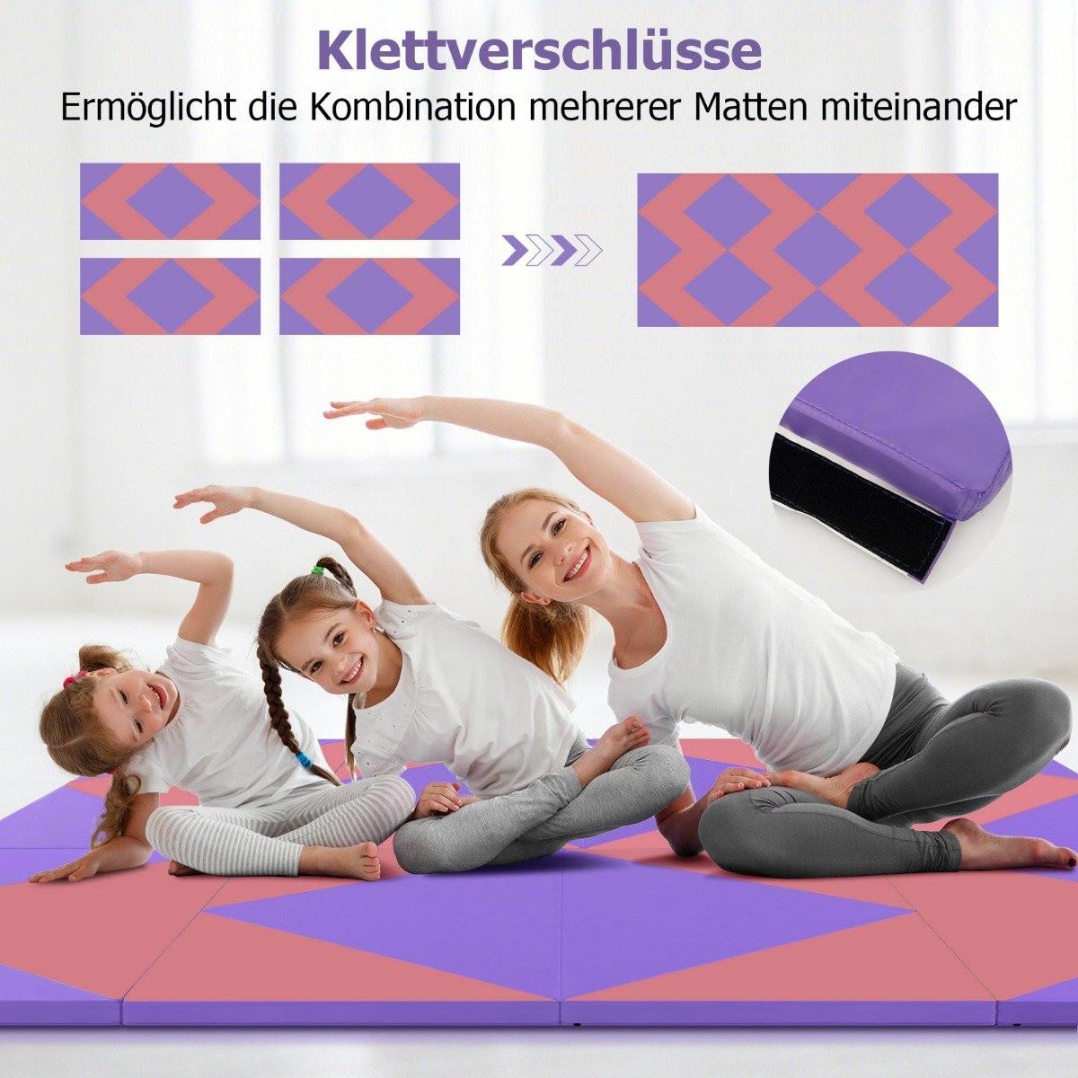 Northix  Klappbare Weichbodenmatte Tragbar Gymnastikmatte Yogamatte 240 x 117 x 5 cm Violett 