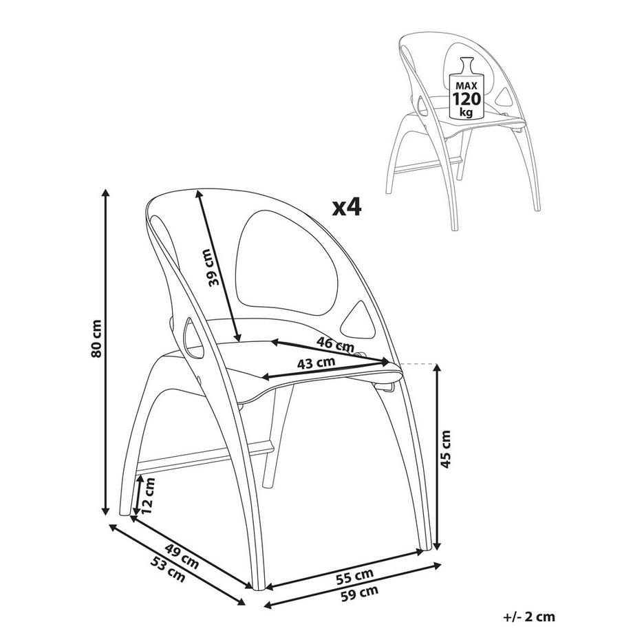 Beliani Gartenstuhl 4er Set aus Polypropylen  NEMI  
