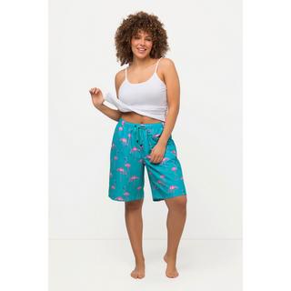 Ulla Popken  Shorts hybrid con fenicotteri, doppio strato e microfibra 