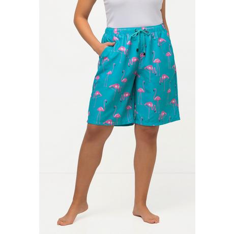 Ulla Popken  Shorts hybrid con fenicotteri, doppio strato e microfibra 