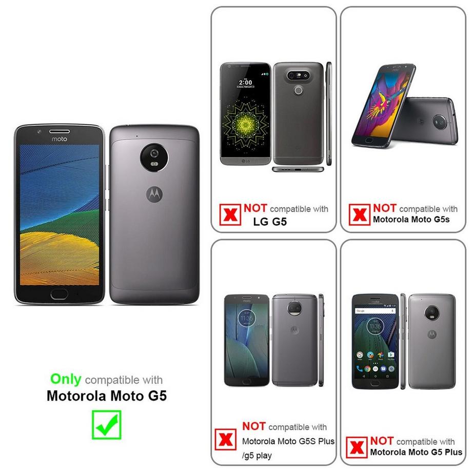 Cadorabo  Housse compatible avec Motorola MOTO G5 - Coque de protection avec fermeture magnétique, fonction de support et compartiment pour carte 