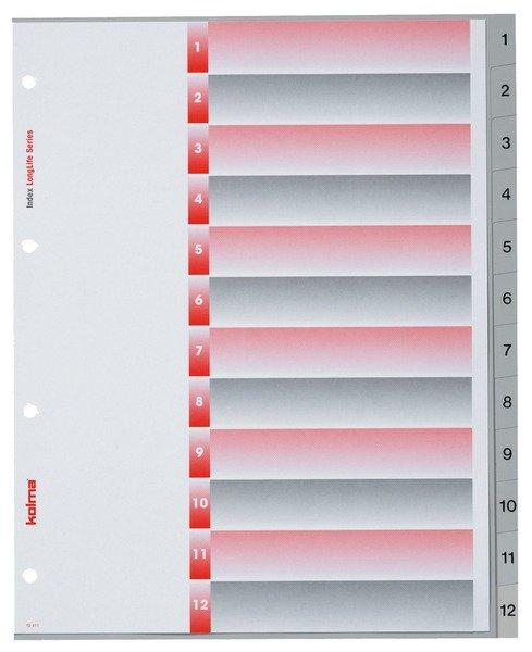 Kolma  KOLMA Register LongLife XL A4 19.411.03 grau, 1-12, 4-Loch 