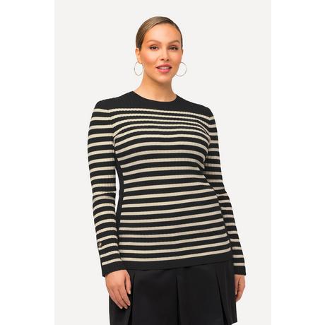 Ulla Popken  Pullover, Bretonstreifen, Slim, Rundhals, Langarm 