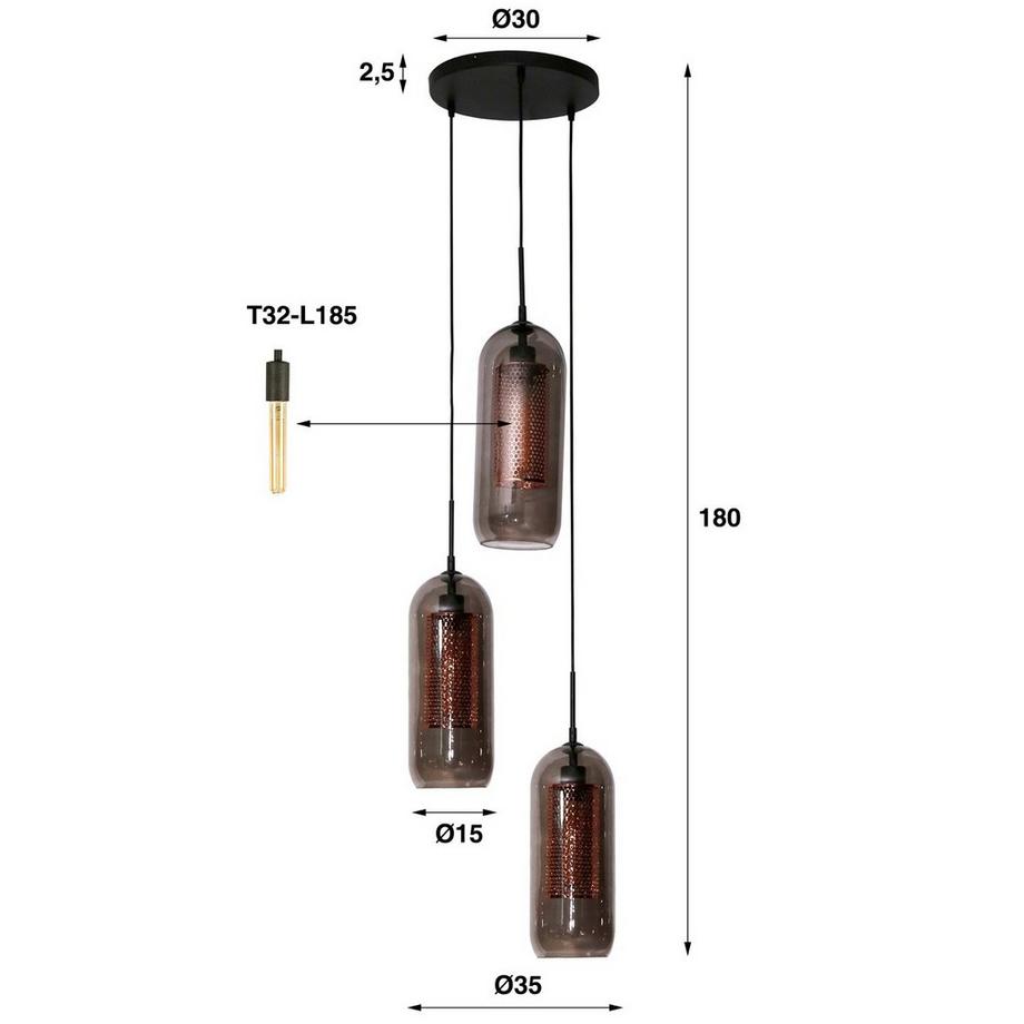 mutoni Suspension Tiered Smoke Glass 3L  