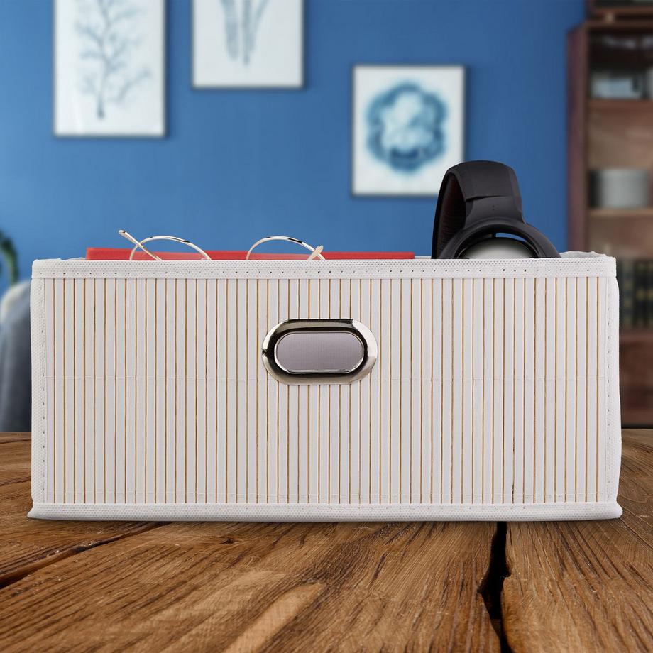 B2X Cestino portaoggetti in bambù piatto  