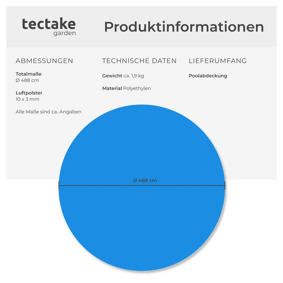 Tectake  Bâche de piscine  Rectangulaire et Auto-flottant 