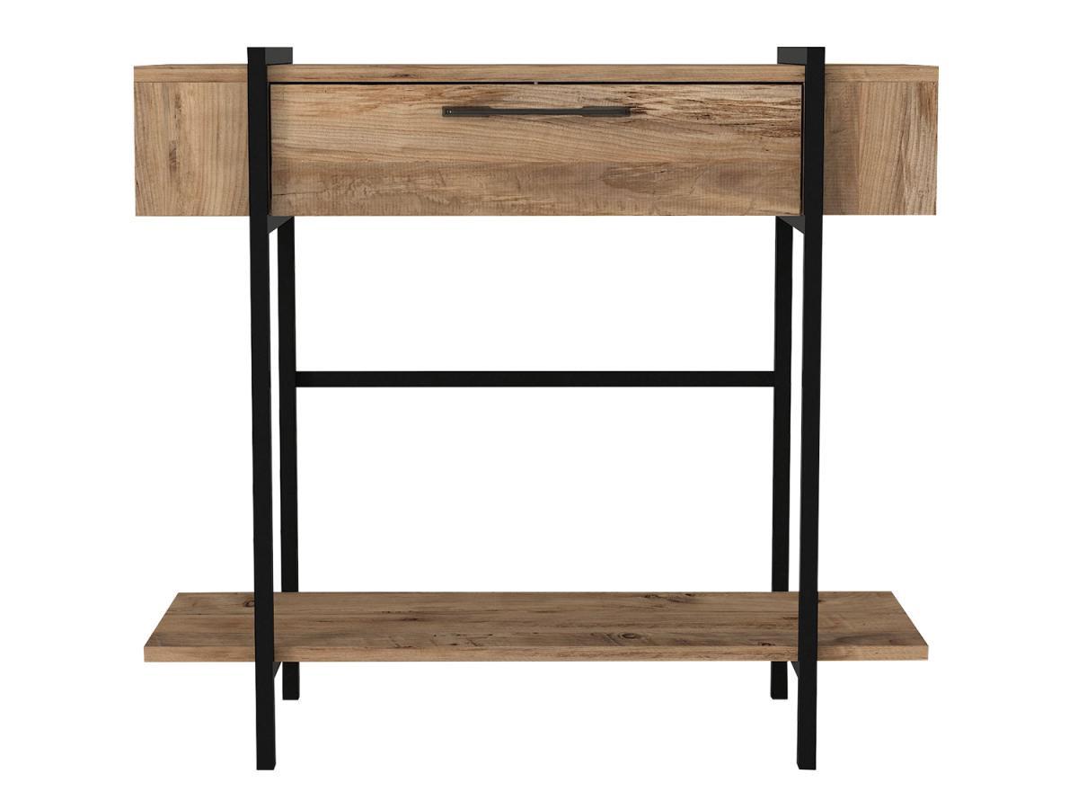 Vente-unique Console avec 1 porte et 1 étagère - Naturel clair et noir - CHENOA  