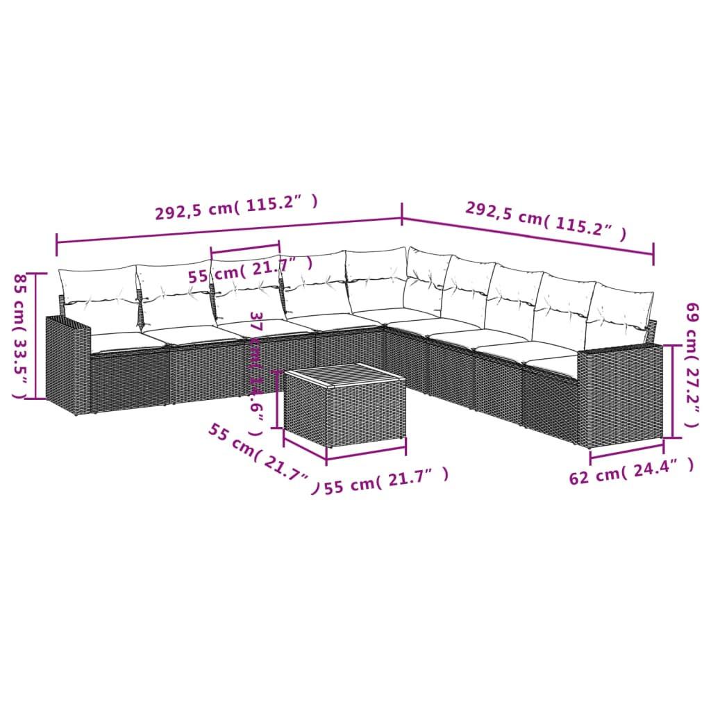 VidaXL set divano da giardino Polirattan  