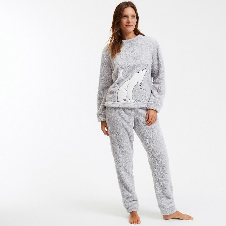 SO'HOME Sherpa Fleece Pyjama Eisbär Motiv  