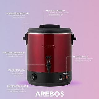 Arebos Conserve Macchina 28L Conserve Pentola Vin Brulè Dispenser Bevande Calde con termostato 2500 W  