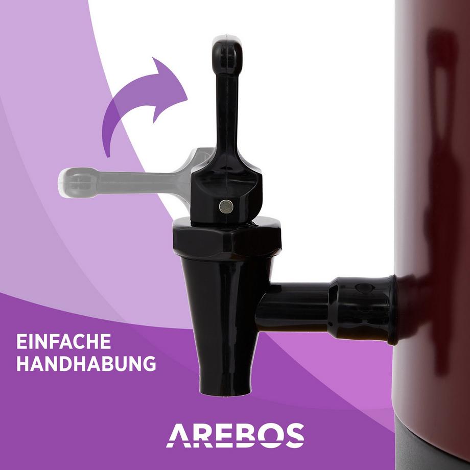Arebos Einkochautomat Glühweinkocher Heißgetränke Spender 2500 W mit Thermostat 28L  