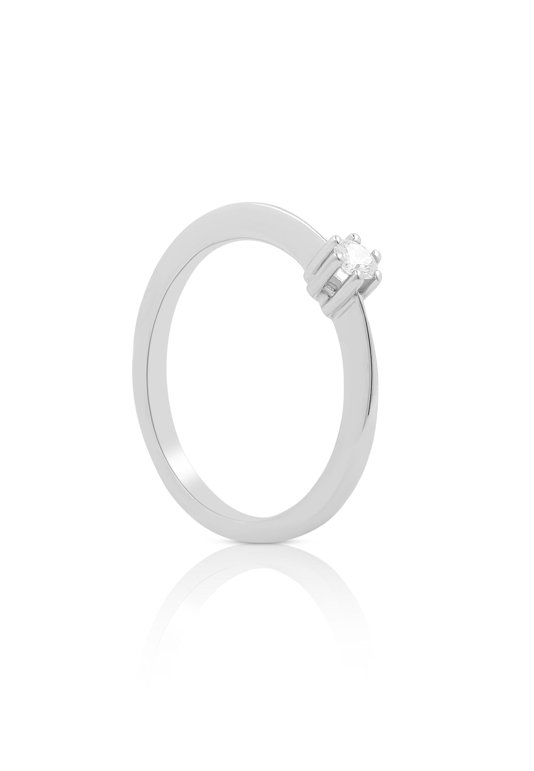 Image of Solitaire Ring Diamant 0.10ct. Weissgold 750 Damen Silber 56