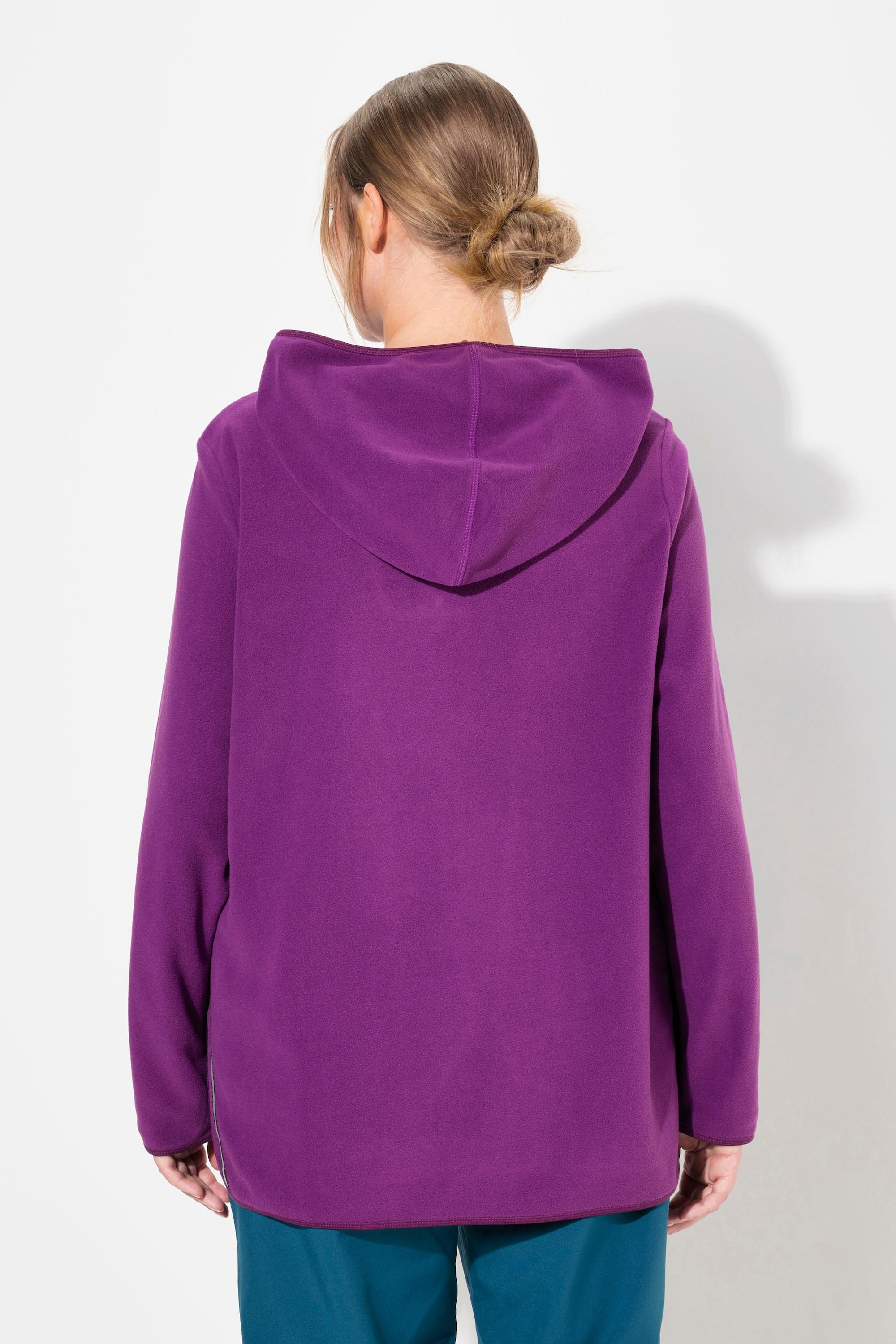 Ulla Popken  Pullover polo dal taglio corto e oversize con cappuccio, maniche lunghe e materiale riciclato 