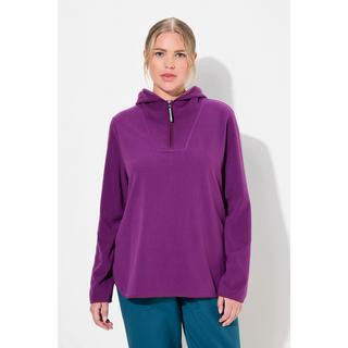 Ulla Popken  Pullover polo dal taglio corto e oversize con cappuccio, maniche lunghe e materiale riciclato 