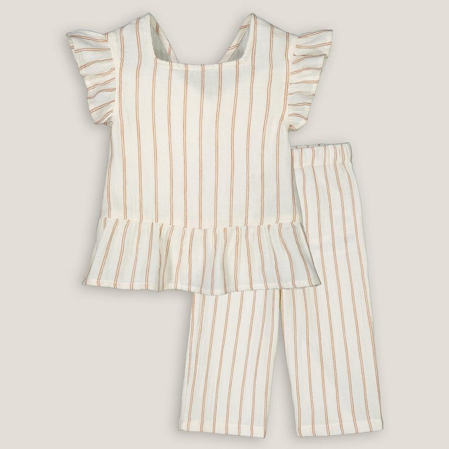 La Redoute Collections  Ensemble 2 pièces blouse et pantalon rayé 