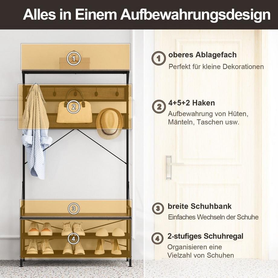 Northix Garderobenständer mit Schuhablage  